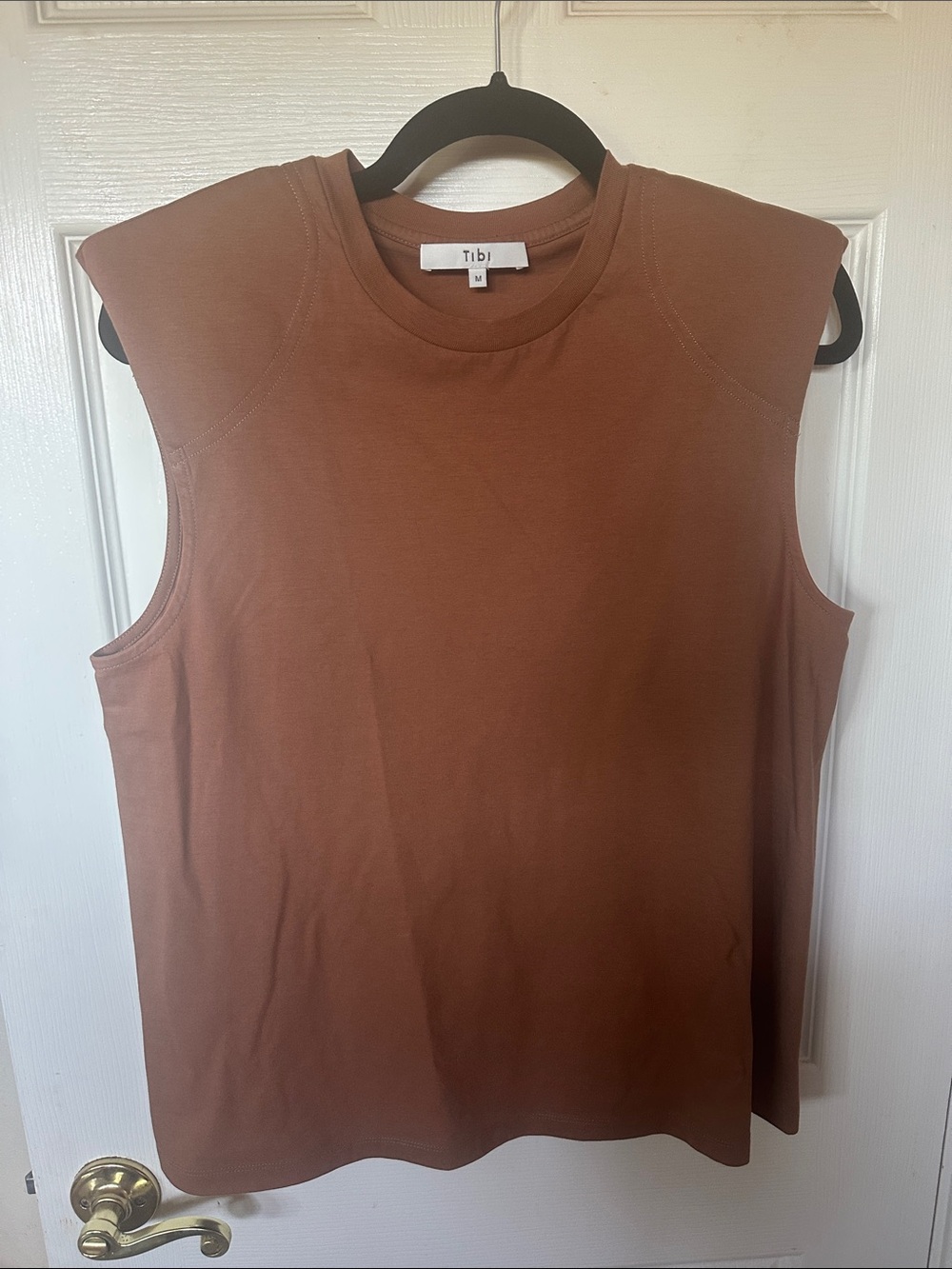 Tibi Brown Sleeveless Crewneck Tank Top